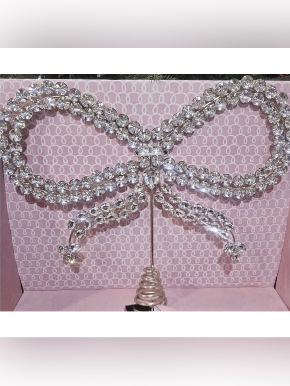 Cupcakes and Cashmere‎ Crystal Jeweled Bow Tree Topper Glam Holiday Decor NWT